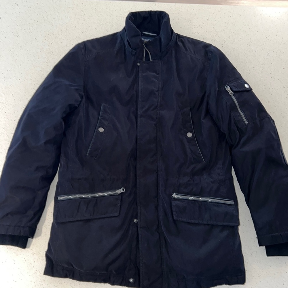 Nautical Wool Quilted Men’s coat in Black, Size small.